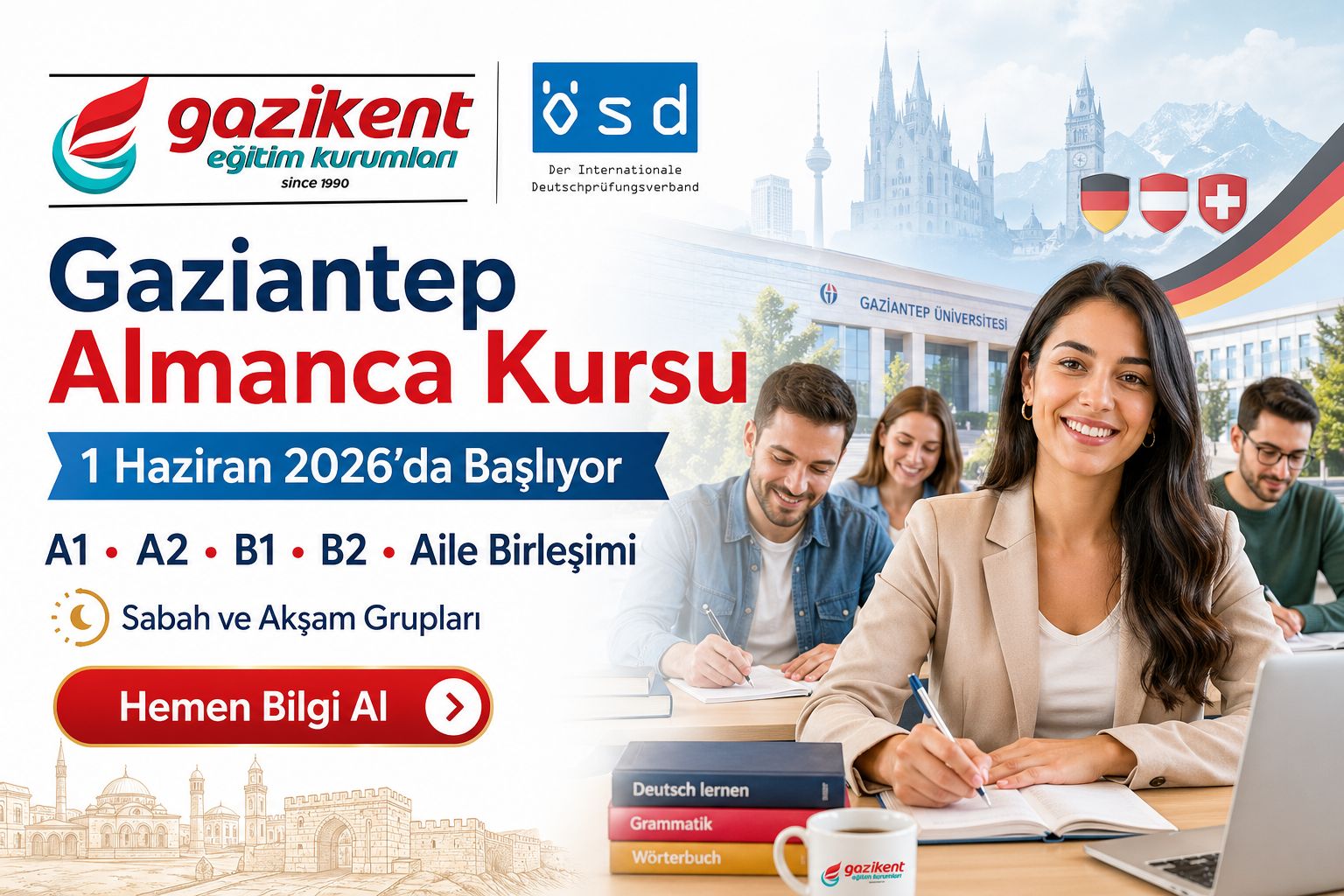 Gaziantep Almanca Kursu 1 Haziran 2026’da Başlıyor | Gazikent Eğitim Kurumları
