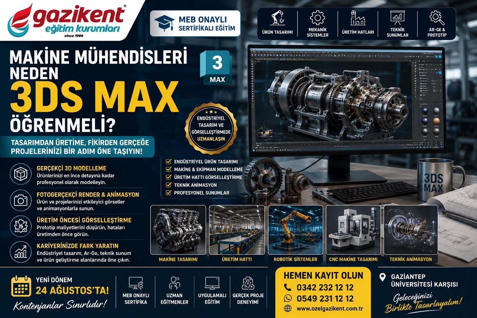 Makine Mühendisleri Neden 3Ds Max Öğrenmeli? Ürün Tasarımı, Görselleştirme ve Kariyer Avantajları