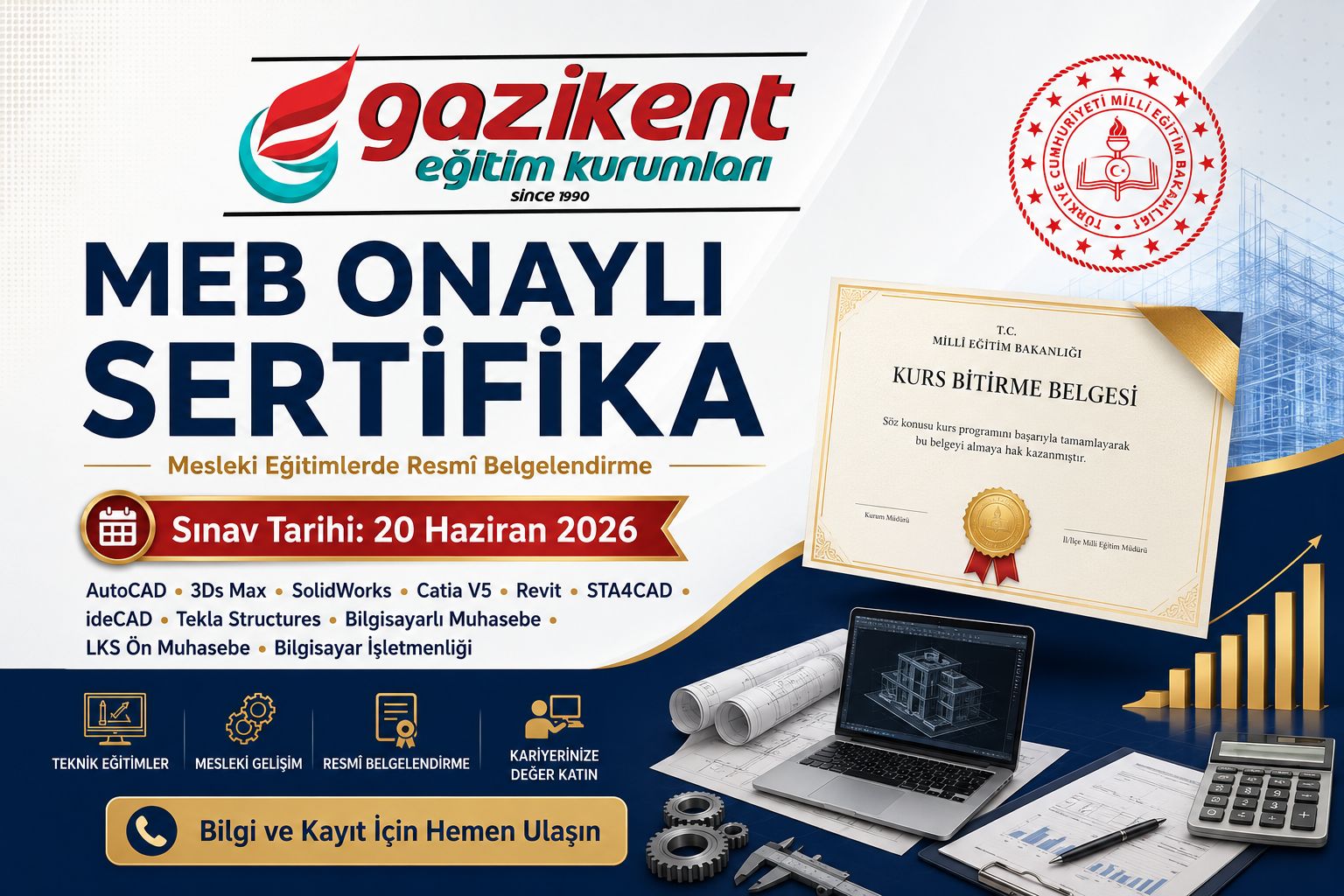 Gaziantep MEB Onaylı Sertifika Kursları | Sınav Tarihi 20 Haziran 2026