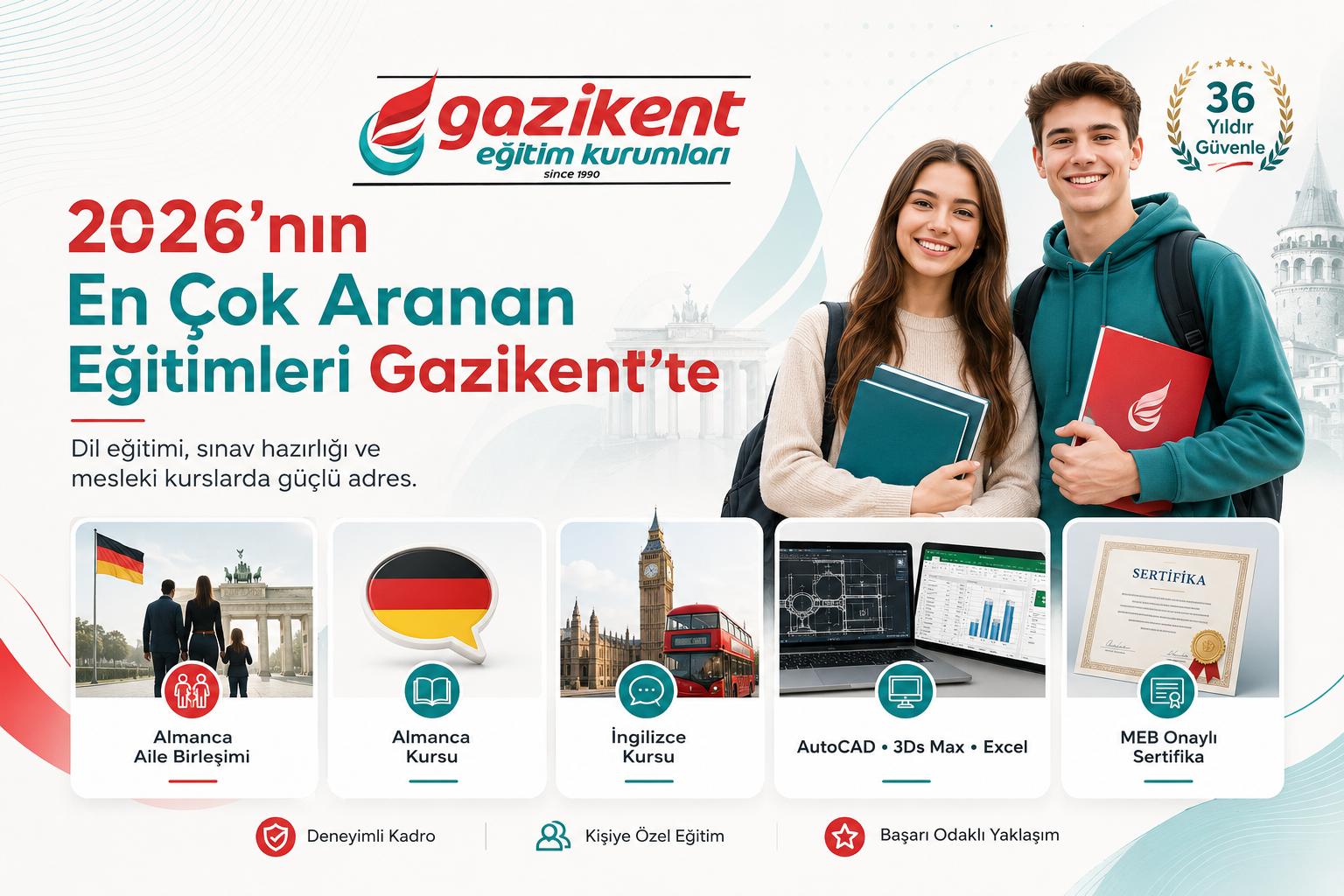 2026’nın En Çok Aranan Eğitimleri Gazikent’te | Almanca, İngilizce, AutoCAD, Excel ve MEB Onaylı Sertifika