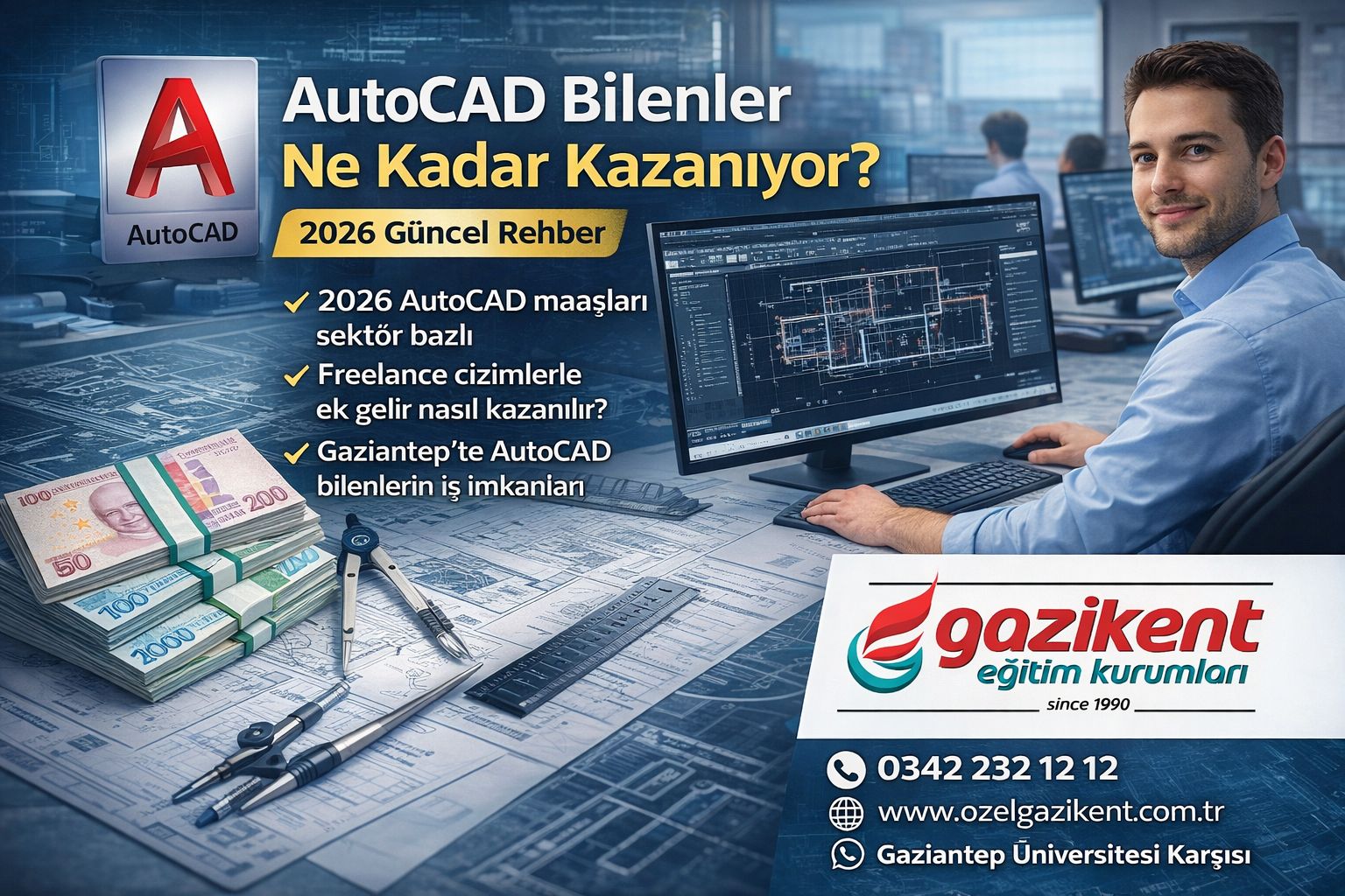 AutoCAD Bilenler Ne Kadar Kazanıyor? (2026 Güncel Rehber)