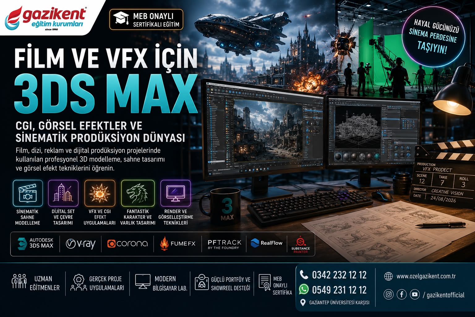 Film ve VFX Sektöründe 3Ds Max Neden Vazgeçilmezdir? CGI, Görsel Efektler ve Sinematik Prodüksiyon Rehberi