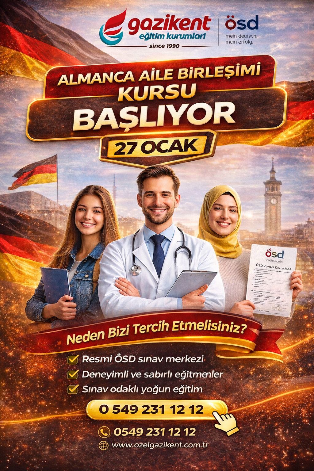 Almanca Aile Birleşimi Kursu Başlıyor[ÖSD]Gazikent Eğitim Kurumları