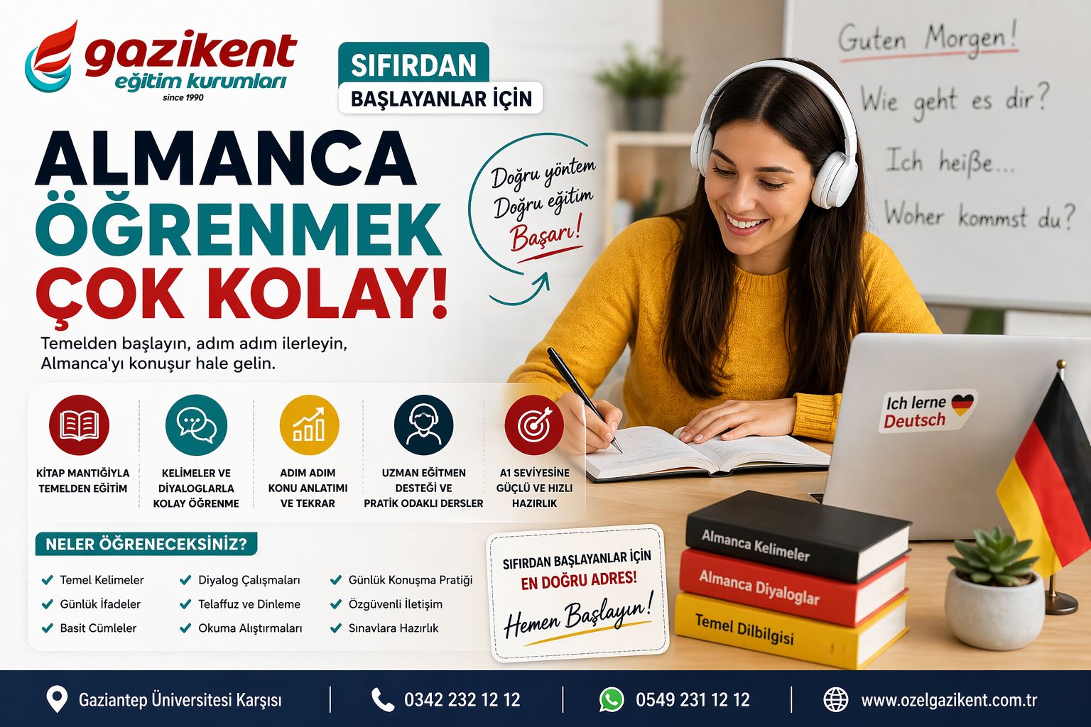 Sıfırdan Almanca Öğrenmek İsteyenler İçin Almanca Kursu | Gaziantep Temel Almanca Eğitimi