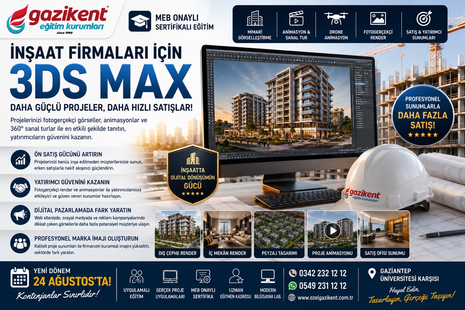 İnşaat Firmaları Neden 3Ds Max Kullanmalı? Proje Sunumlarını Güçlendiren ve Satışları Artıran Profesyonel Çözümler