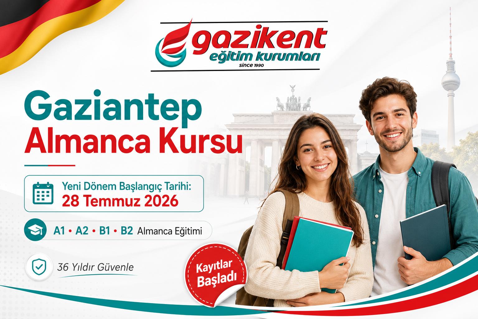 Gaziantep Almanca Kursu 28 Temmuz 2026’da Başlıyor | A1, A2, B1, B2 Almanca Eğitimi