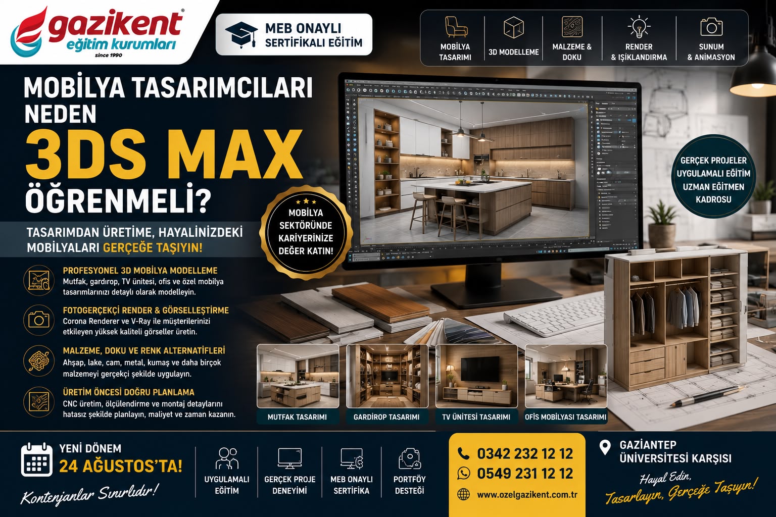 Mobilya Tasarımcıları Neden 3Ds Max Öğrenmeli? | 3D Mobilya Tasarımı ve Profesyonel Görselleştirme