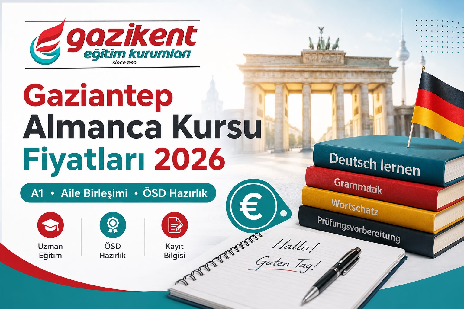 Gaziantep Almanca Kursu Fiyatları 2026: A1, Aile Birleşimi ve ÖSD Kurs Ücretleri